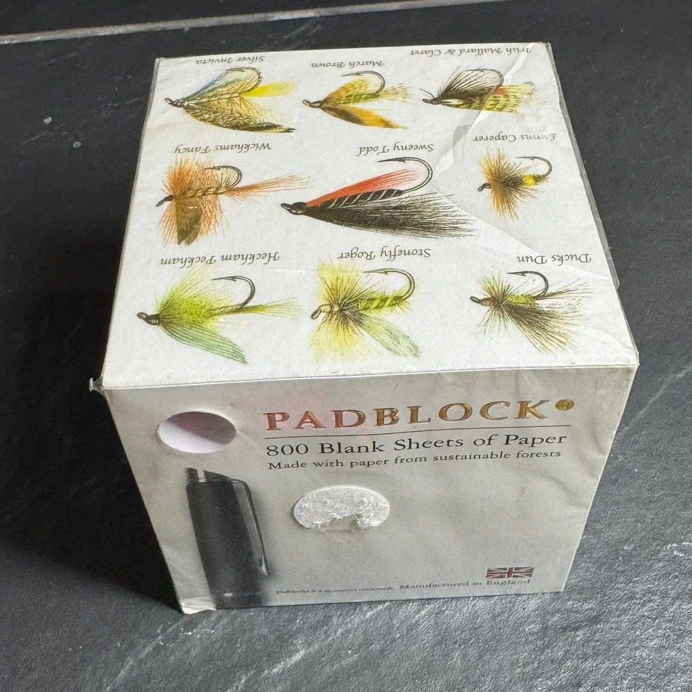 Padblock 800 Blank Sheets Memo Cube Fly Fishing Lures Made in England Stationery